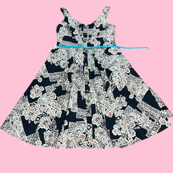 Hell Bunny Retro Hawaiian Kapa Tapa Tiki Pin-Up Dress NWT - Picture 8 of 10